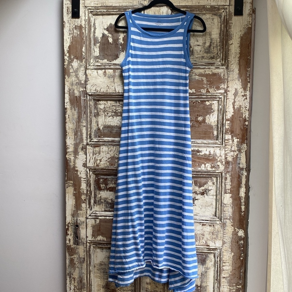 J. Crew Blue and White Striped Maxi Dress